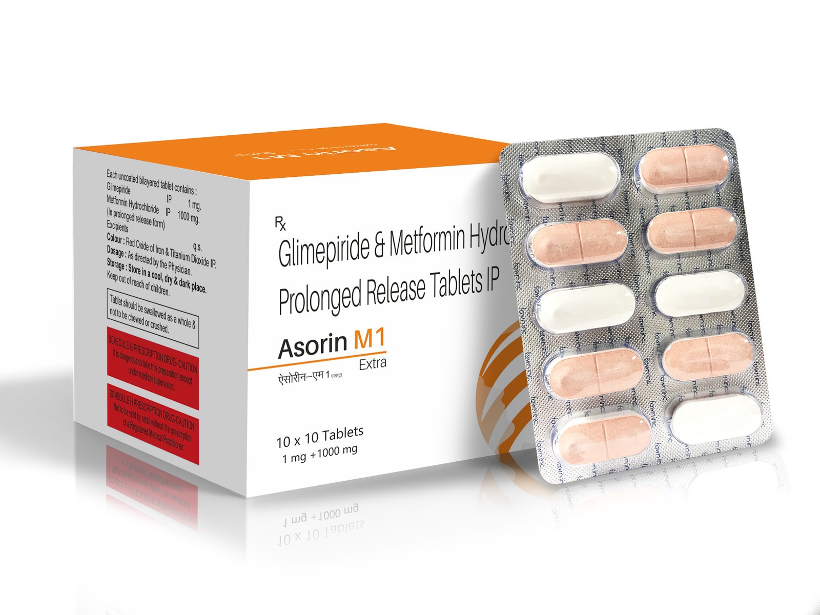 Glimepiride 1 mg + Metformin Hydrochloride Prolonged Release 1000 Mg Tablets - ASORIN M1 EXTRA