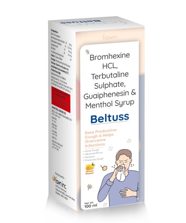 Bromhexine Hydrochloride Terbutaline Sulphate Guaiphenesin & Menthol Syrup - BELTUSS