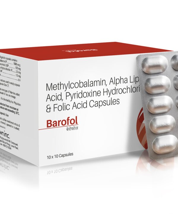 Mecobalamin, Folic Acid, Vitamin B1, B6, & Alpha Lipoic Acid Capsules - BAROFOL Capsules