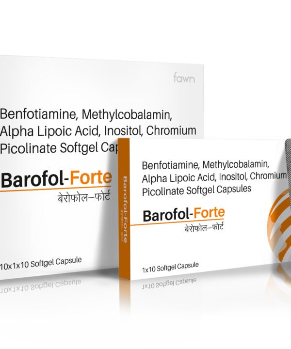 Benfotiamine, Methylcobalamin, Alpha Lipoic Acid, Inositol, Chromium Polynicotinate SoftGel Capsules - BAROFOL FORTE