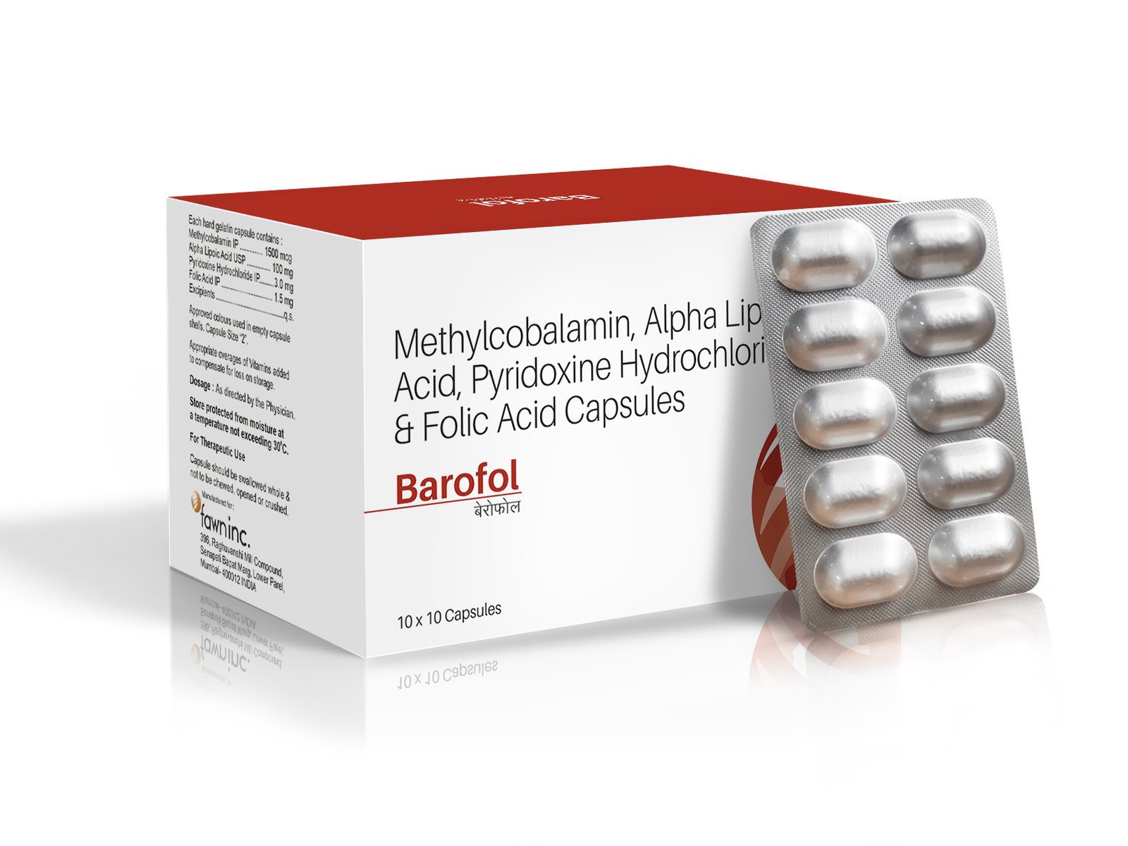 Mecobalamin, Folic Acid, Vitamin B1, B6, & Alpha Lipoic Acid Capsules - BAROFOL Capsules