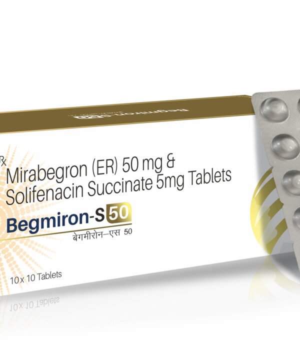 Mirabegron ER 50 MG + Solifenacin Succinate 5 MG Tablets - BEGMIRON-S 50