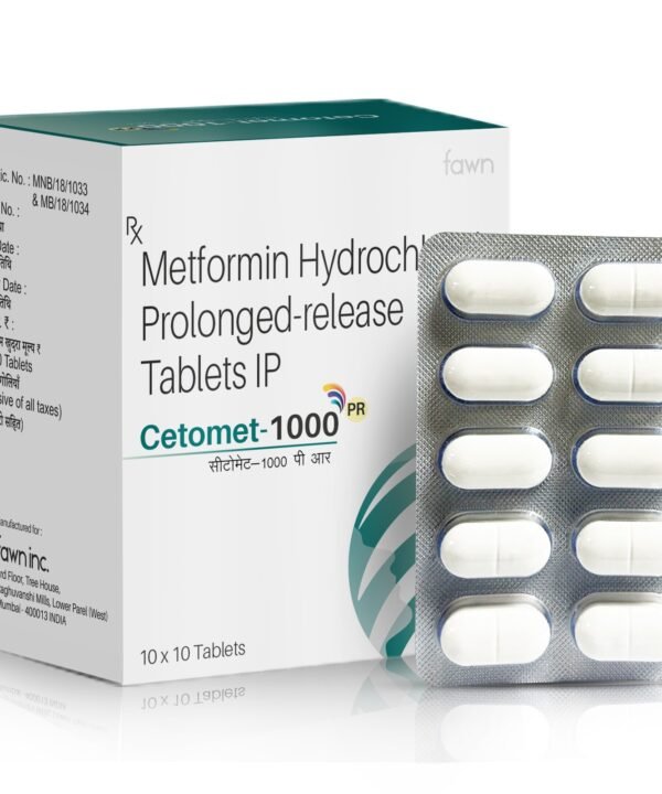 Metformin Hydrochloride 500 mg Prolonged Release Tablets - CETOMET 1000 PR