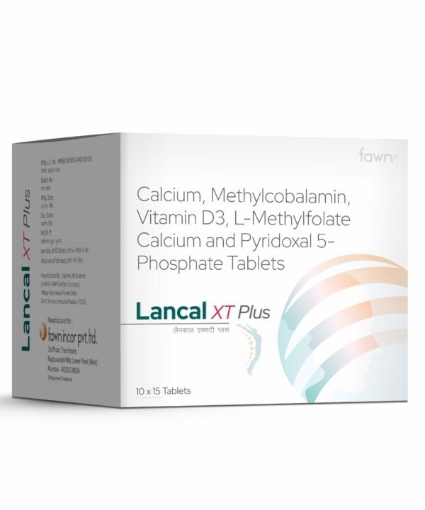 Calcium Carbonate + Vitamin D3 + Methylcobalamin + L-Methyl Folate Calcium + Pyridoxal-5-Phosphate Tablets - LANCAL XT PLUS