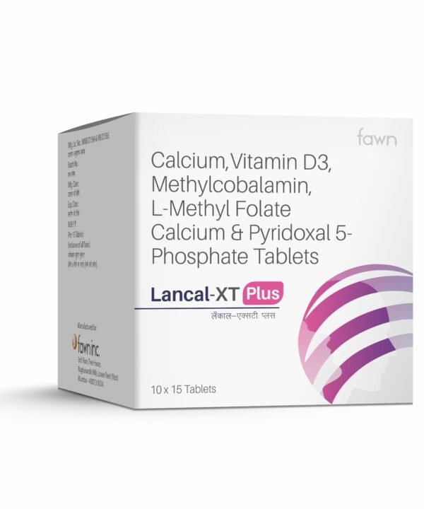 Calcium Carbonate + Vitamin D3 + Methylcobalamin + L-Methyl Folate Calcium + Pyridoxal-5-Phosphate Tablets – LANCAL XT PLUS - Fawn Incor
