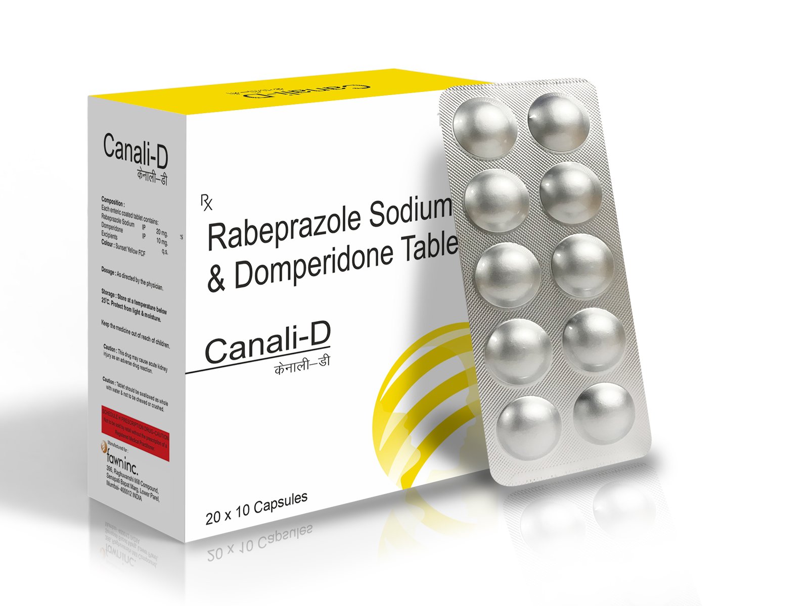 Rabeprazole 20 mg + Domperidone 10 mg Tablets - CANALI D