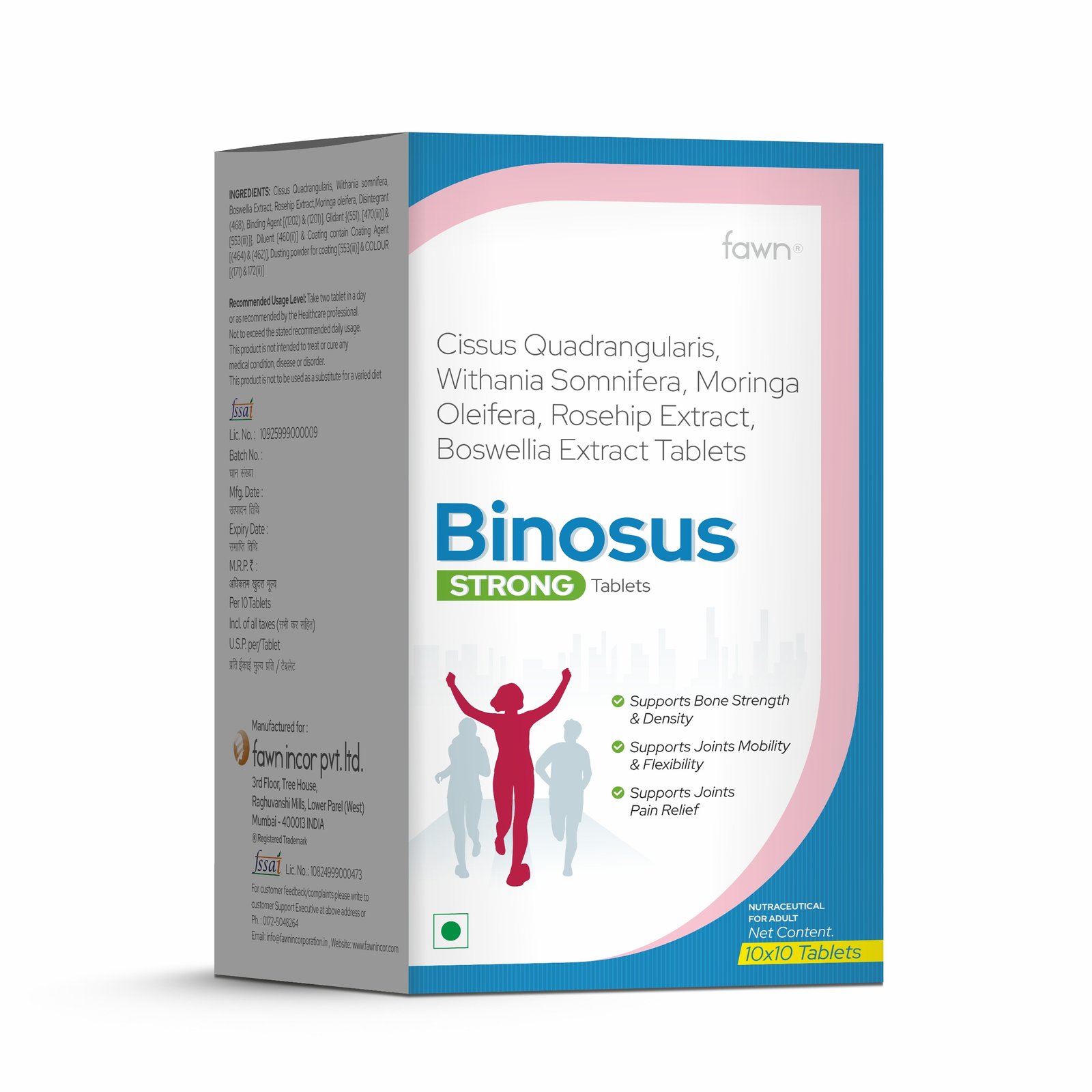 Cissus Quadrangulasis Withania Somnifera Moringa Oleifera Rosehip Extract Boswellia Tablets - BINOSUS STRONG