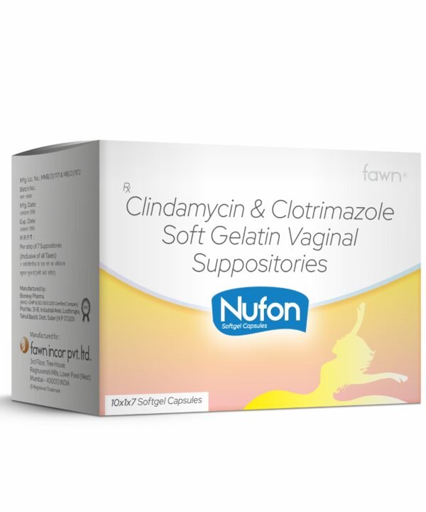 Clindamycin & Clotrimazole Softgel Capsules Vaginal Suppositories - NUFON Softgel Capsules - Fawn Incor