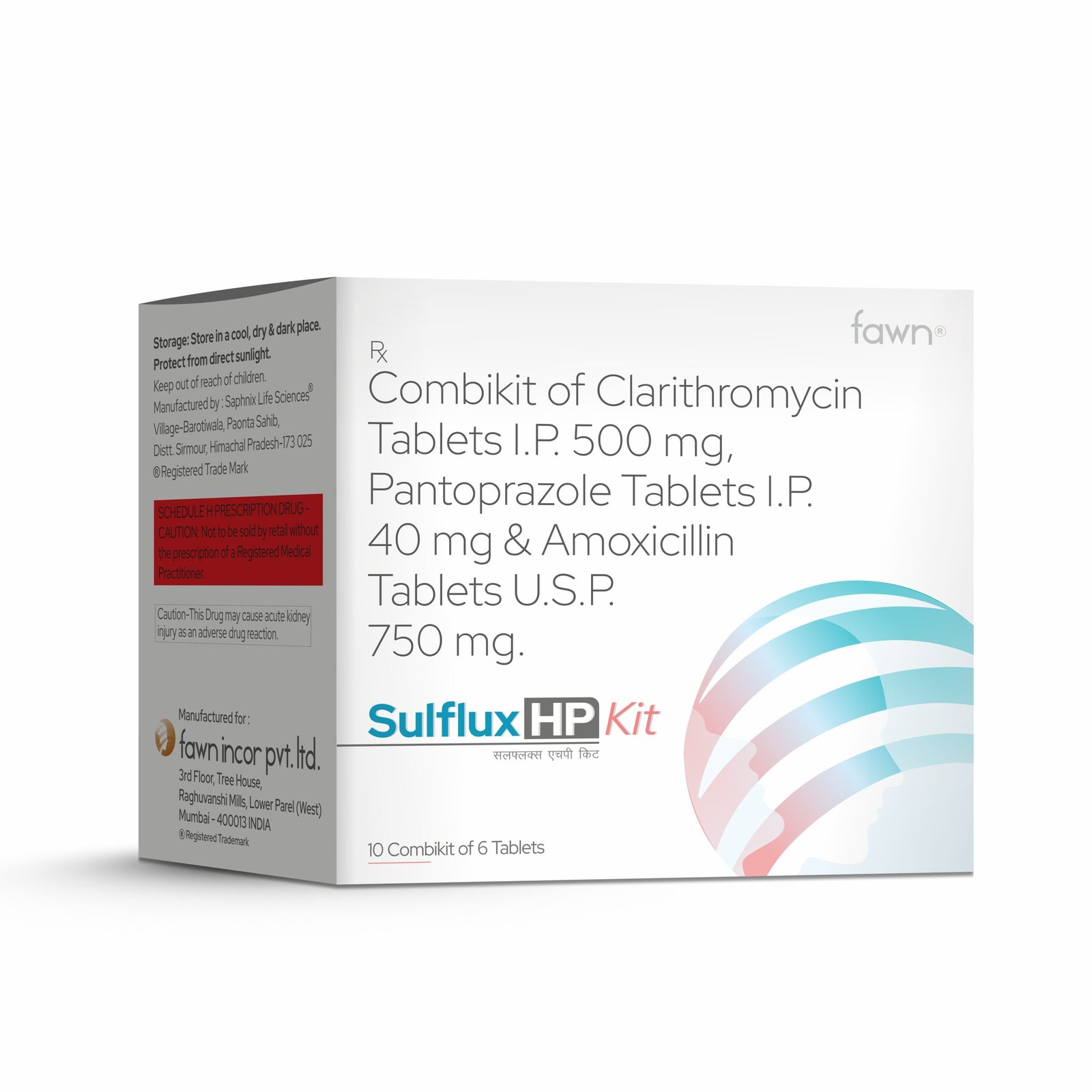 Combipack of Clarithromycin Tablets IP Pantoprazole Tablets IP & Amoxicillin Tablets USP - SULFLUX HP KIT - Fawn Incor