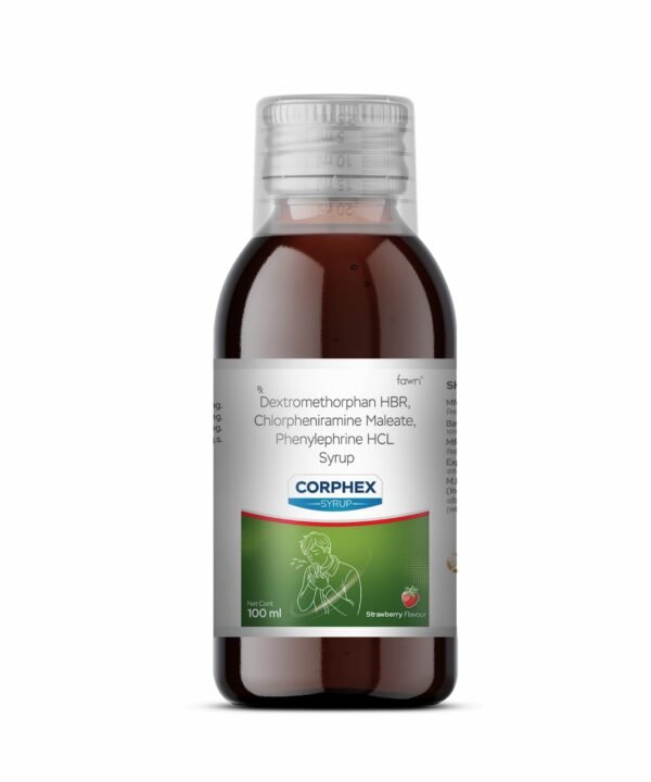 Dextromethorphan Hydrobromide, Chlorpheniramine Maleate & Phenylephrine Hydrochloride Syrup - CORPHEX - Fawn Incor
