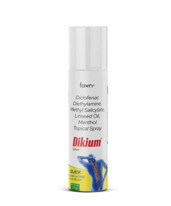 Fawn Incor - Diclofenac Diethylamine, Methyl Salicylate, Linseed Oil & Menthol Topical Spray - DIKIUM Spray
