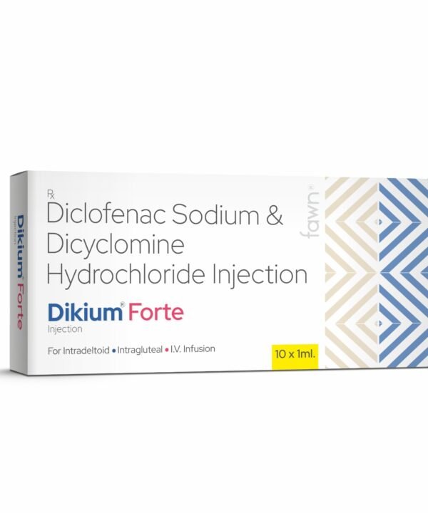 Diclofenac Sodium & Dicyclomine Hydrochloride Injection - DIKIUM FORTE Injection - Fawn Incor