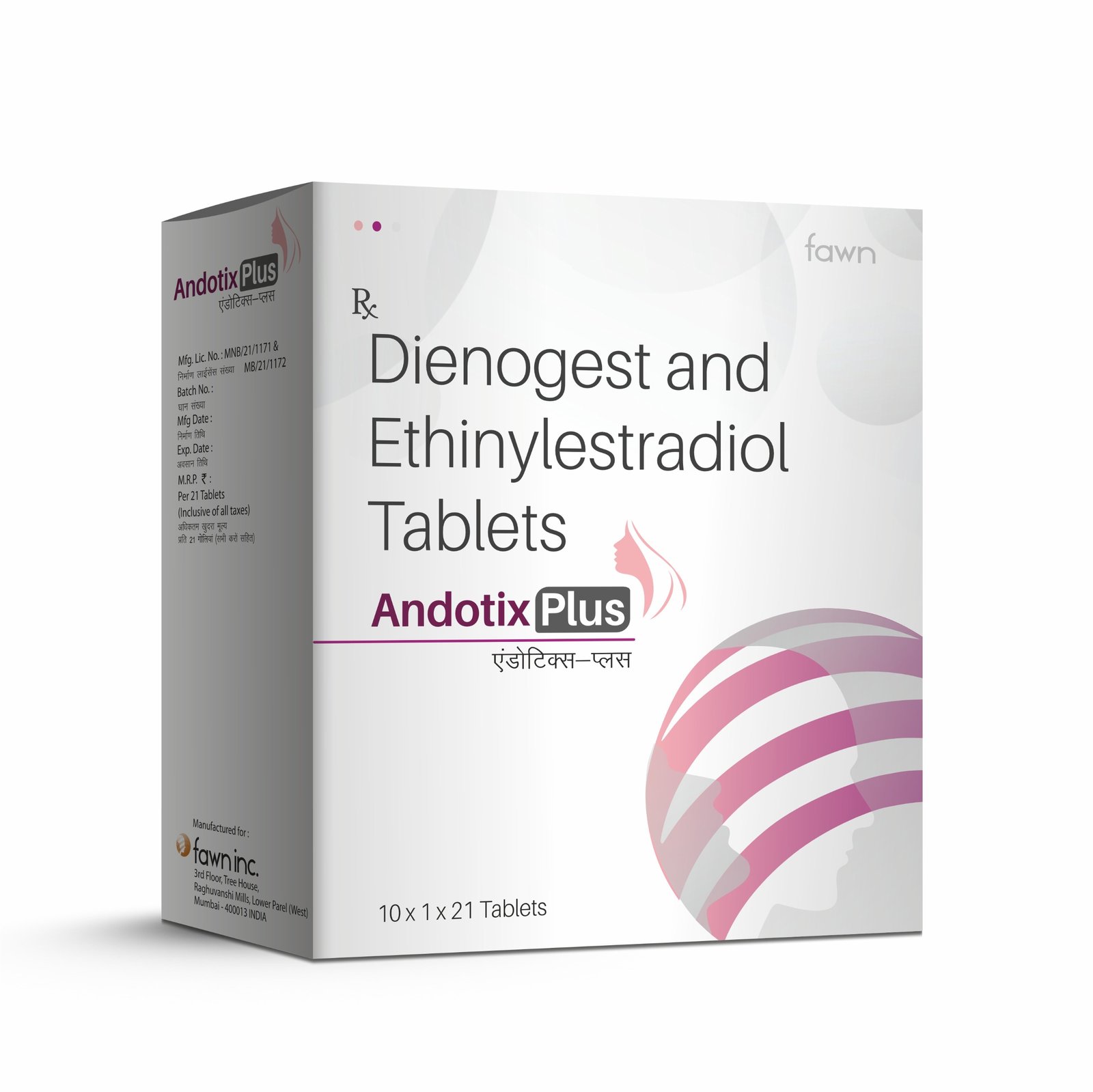 Dienogest 2 mg + Ethinylestradiol 30 mcg Tablets - ANDOTIX PLUS Tablets - Fawn Incor
