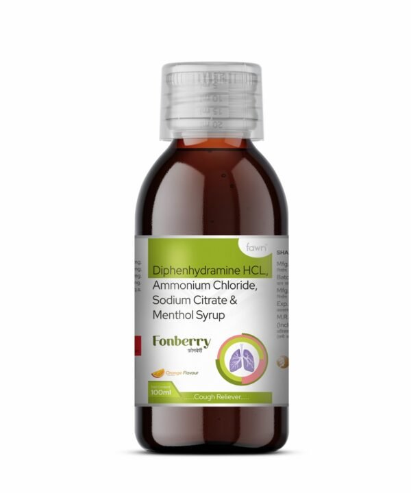 Diphenhydramine HCl, Ammonium Chloride, Sodium Citrate & Menthol - FONBERRY Syrup