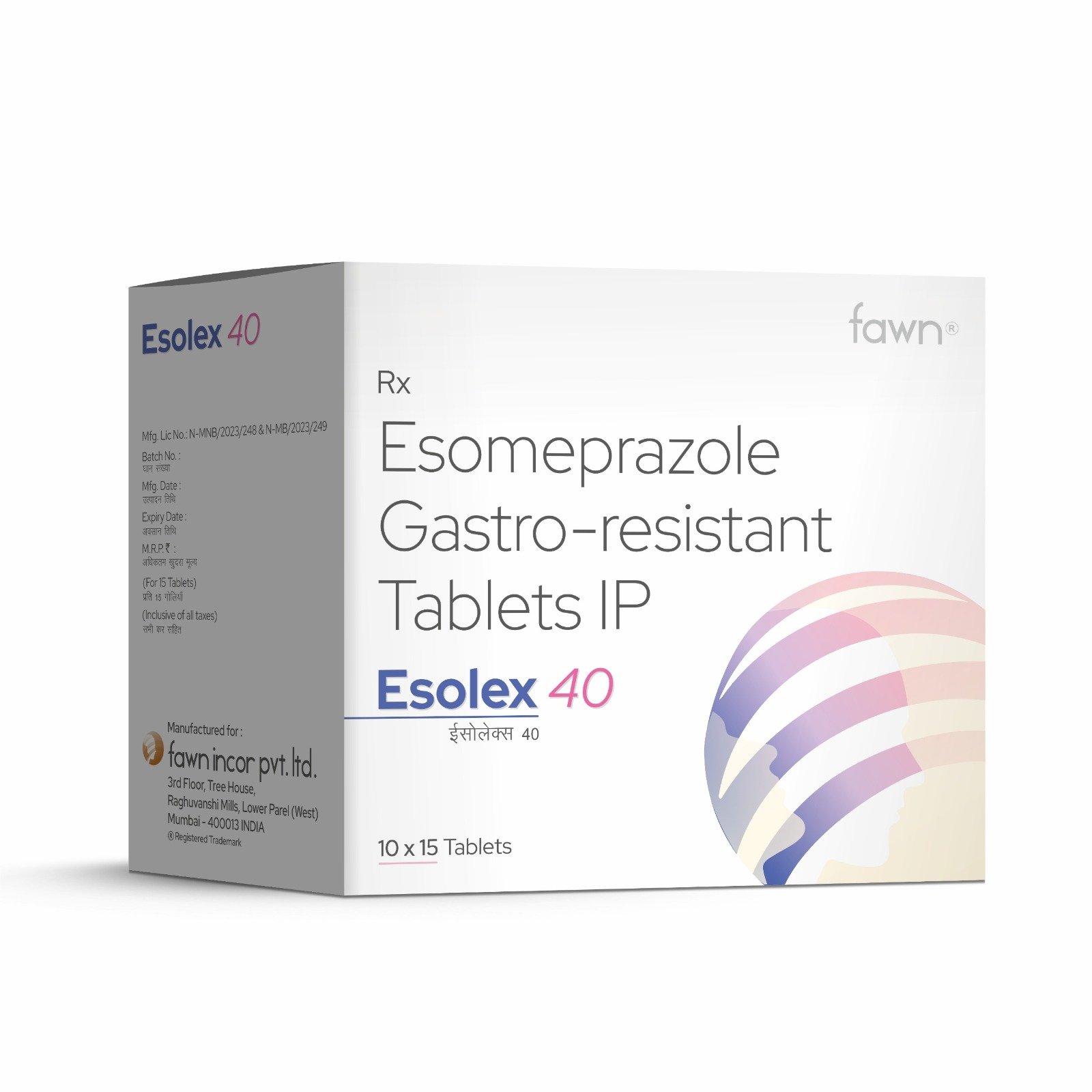 Esomeprazole Gastro-Resistant Tablets I.P. 40 Mg - ESOLEX 40 - Fawn Incor