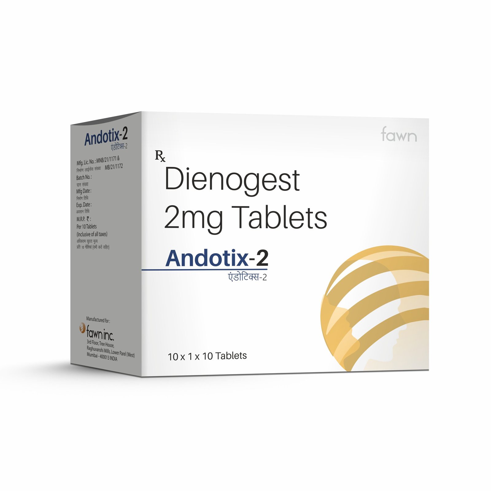 Fawn Incor -Dienogest 2 mg Tablets - ANDOTIX 2 Tablets