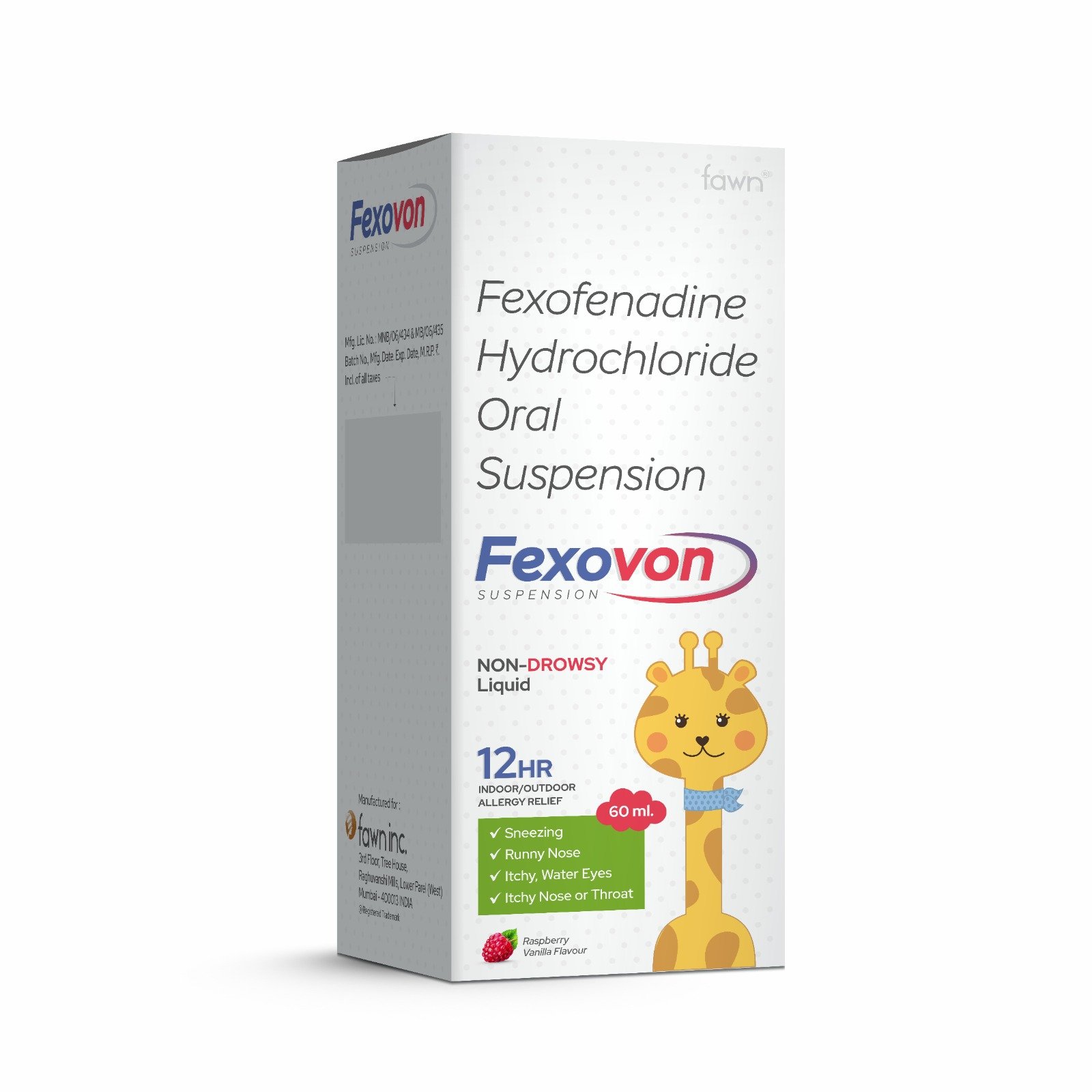 Fexofenadine Hydrochloride Oral Suspension - FEXOVON Suspension - Fawn Incor