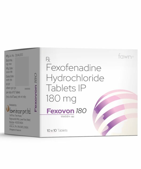 Fexofenadine Hydrochloride Tablets IP 180 Mg - FEXOVON 180 Tablets - Fawn Incor