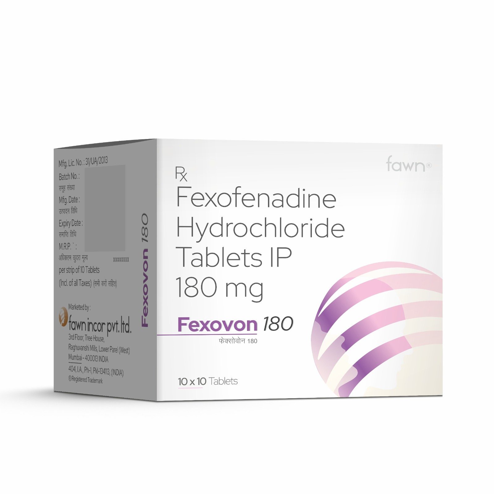 Fexofenadine Hydrochloride Tablets IP 180 Mg - FEXOVON 180 Tablets - Fawn Incor