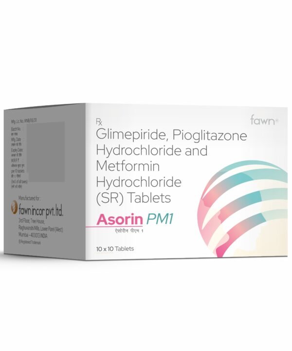 Glimepiride, Pioglitazone Hydrochloride & Metformin Hydrochloride SR Tablets - ASORIN PM1 - Fawn Incor