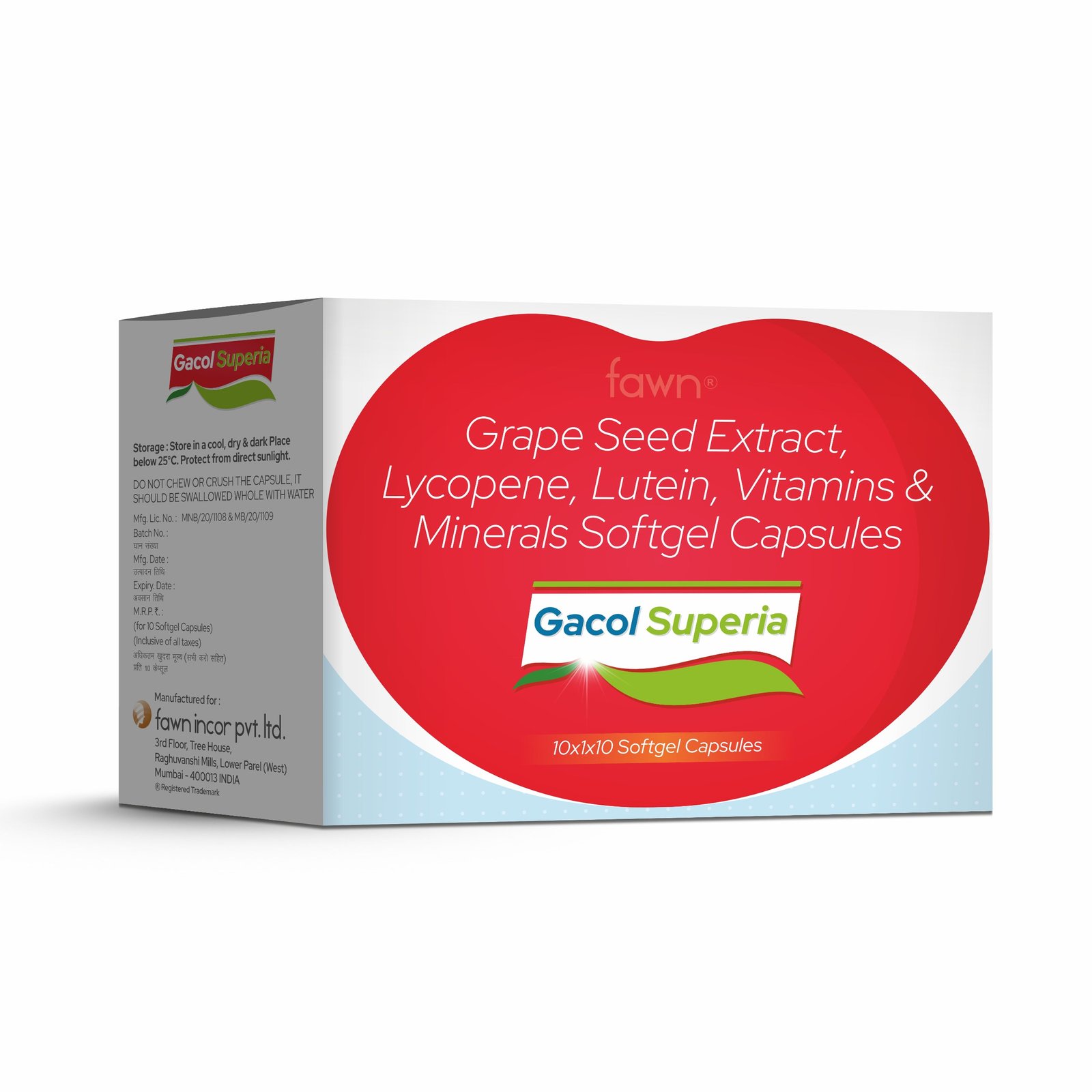 Grape Seed Extract, Lycopene, Lutein Vitamins & Minerals Soft Gelatin Capsules