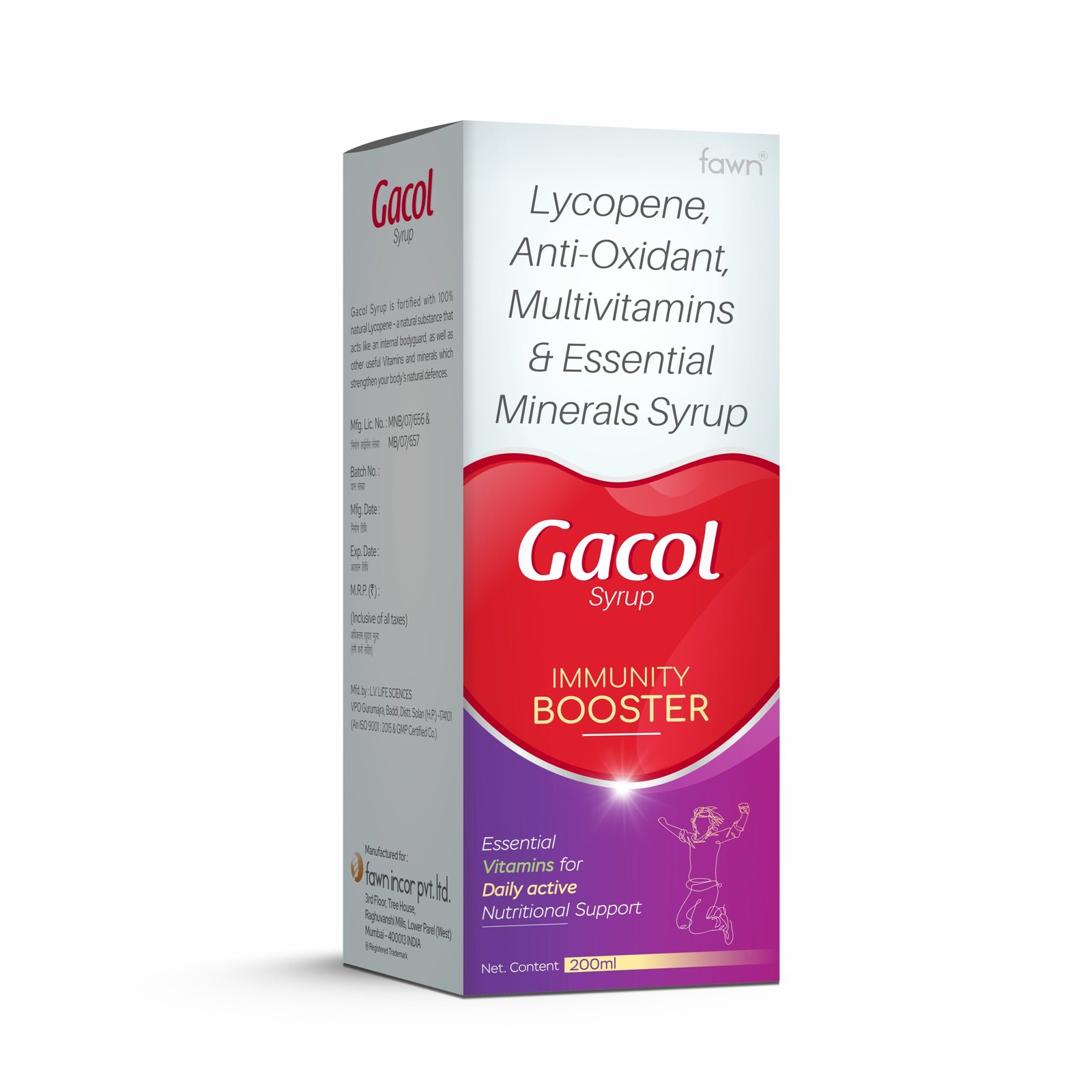 Lycopene, Vitamin & Zinc Syrup – Gacol Syrup – 200 ML - Fawn Incor
