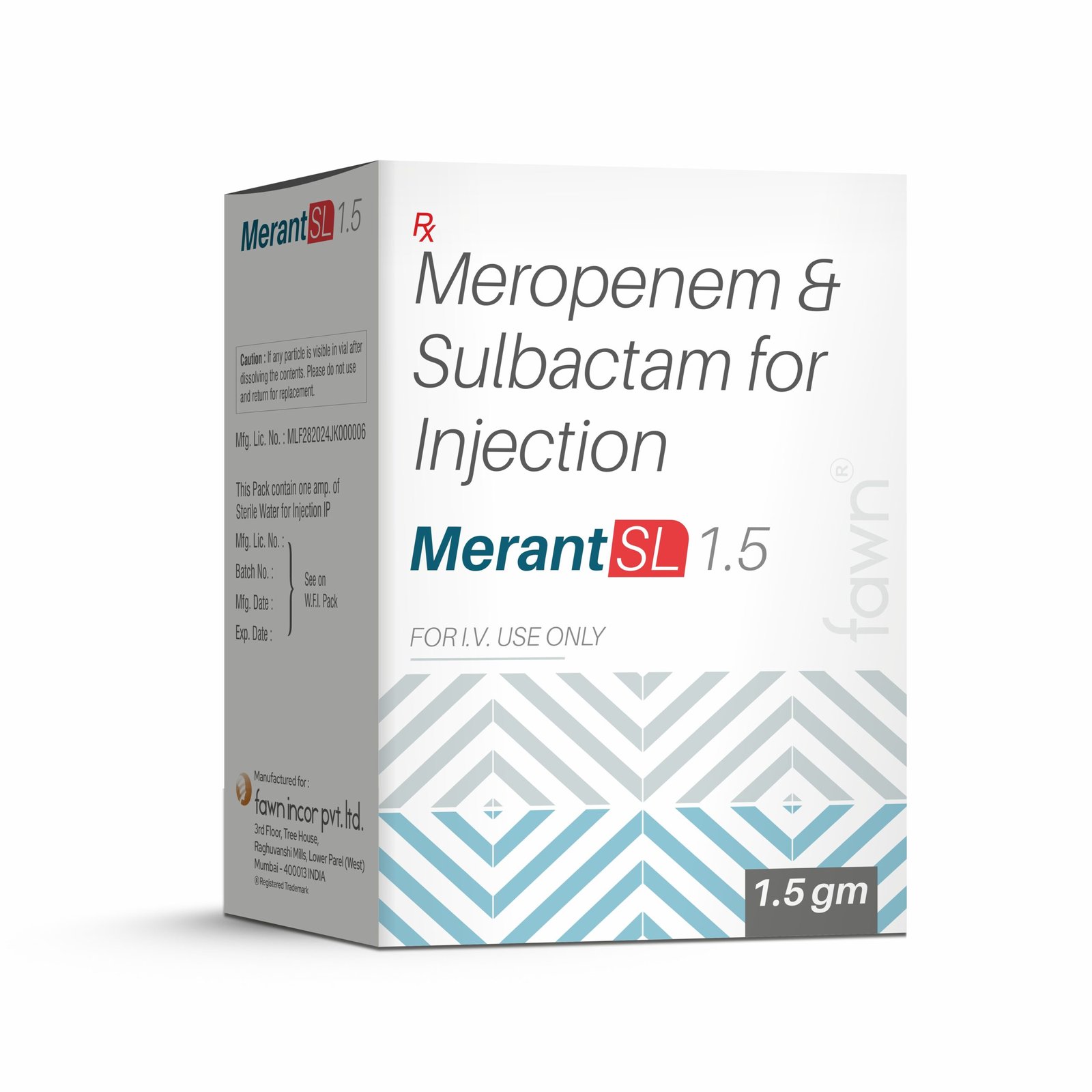 Meropenem & Sulbactam for Injection - MERANT SL 1500 - Fawn Incor
