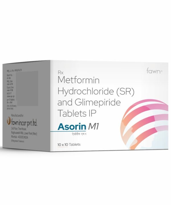 Metformin Hydrochloride Prolonged Release & Glimepiride Tablets IP - ASORIN M1 Tablets - Fawn Incor