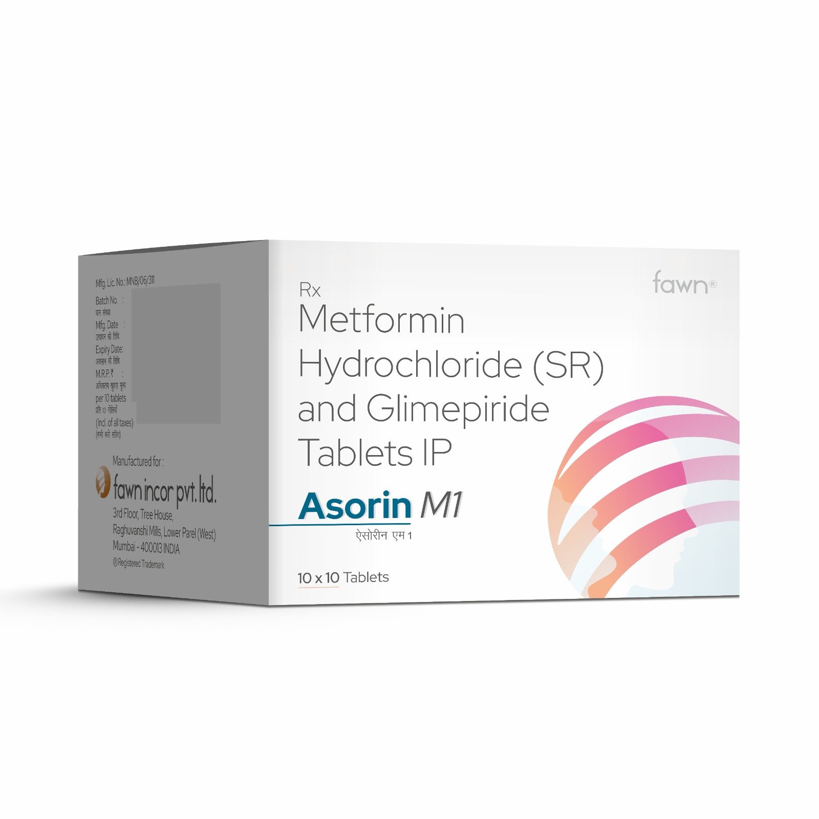 Metformin Hydrochloride Prolonged Release & Glimepiride Tablets IP - ASORIN M1 Tablets - Fawn Incor