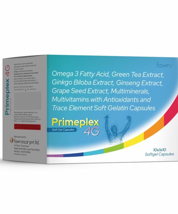Omega 3-Fatty Acid, Green Tea Extract, Ginkgo Biloba, Ginseng, Grape seed Extract, Antioxidants, Vitamins & Minerals - PRIMEPLEX 4G