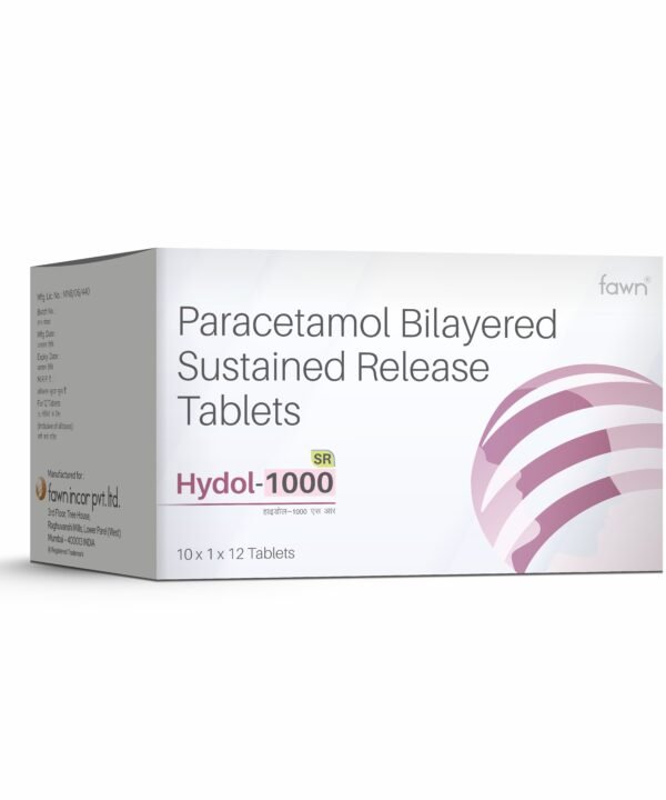 Paracetamol Bilayered Sustained Release Tablets - HYDOL-1000 SR - Fawn Incor