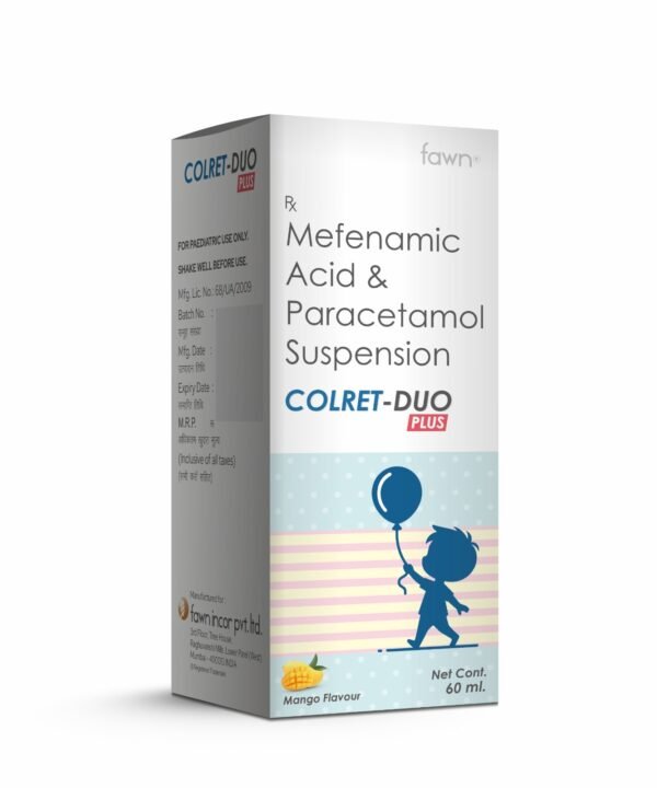 Paracetamol & Mefenamic Acid Oral Suspension - COLRET DUO PLUS Suspension - Fawn Incor