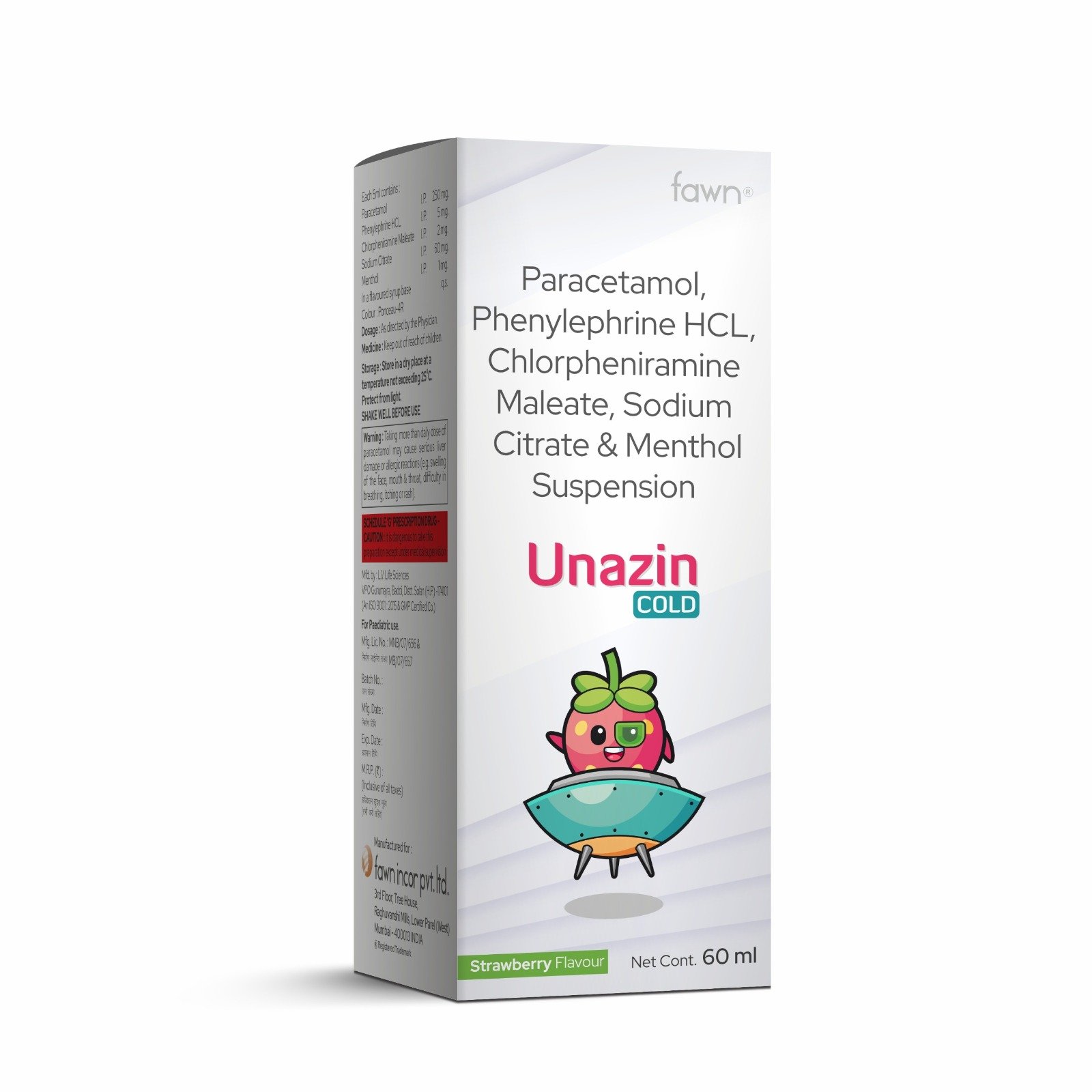 Paracetamol, Phenylephrine Hydrochloride, Chlorpheniramine Maleate, Sodium Citrate & Menthol Suspension - UNAZIN COLD