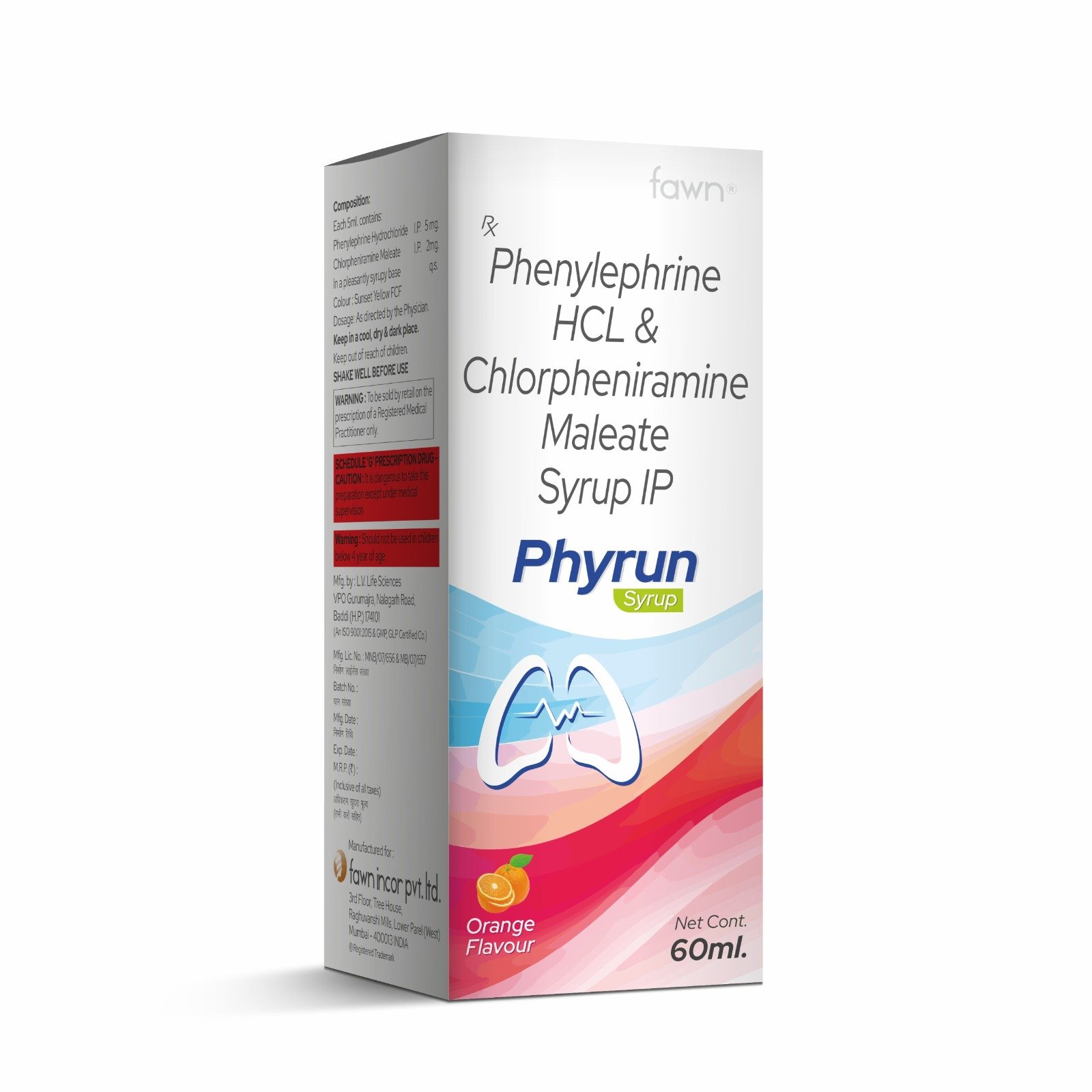 Phenylephrine Hydrochloride & Chlorpheniramine Maleate Syrup IP - PHYRUN Syrup