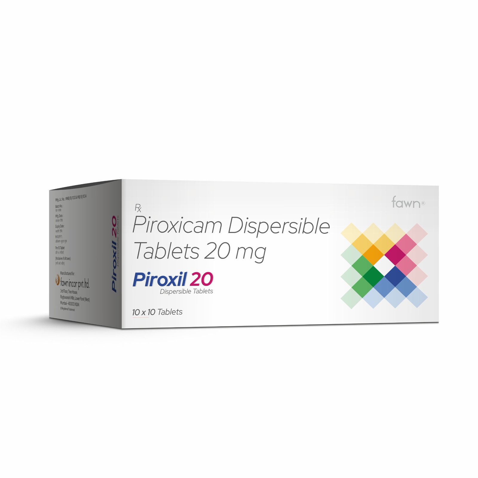 Piroxicam Dispersible Tablets 20 Mg - PIROXIL 20 Tablets - Fawn Incor