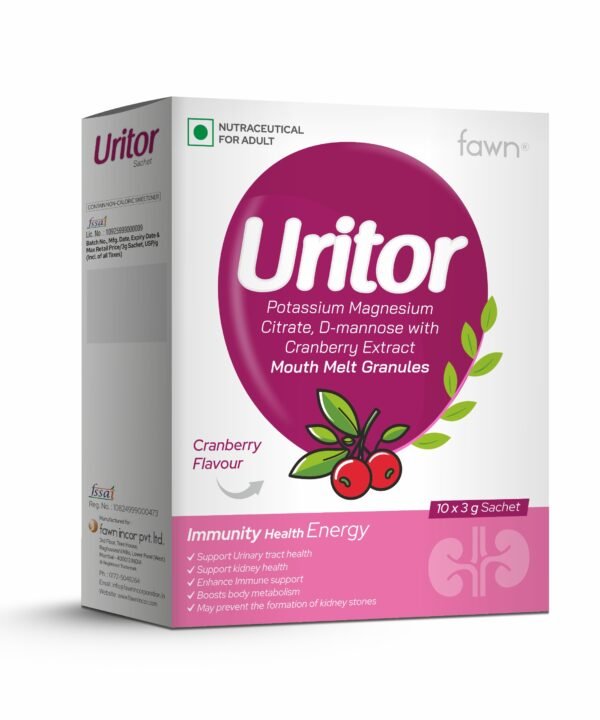 Potassium Magnesium Citrate, D-Mannose & Cranberry Extract Sachets - URITOR Sachets - Fawn Incor