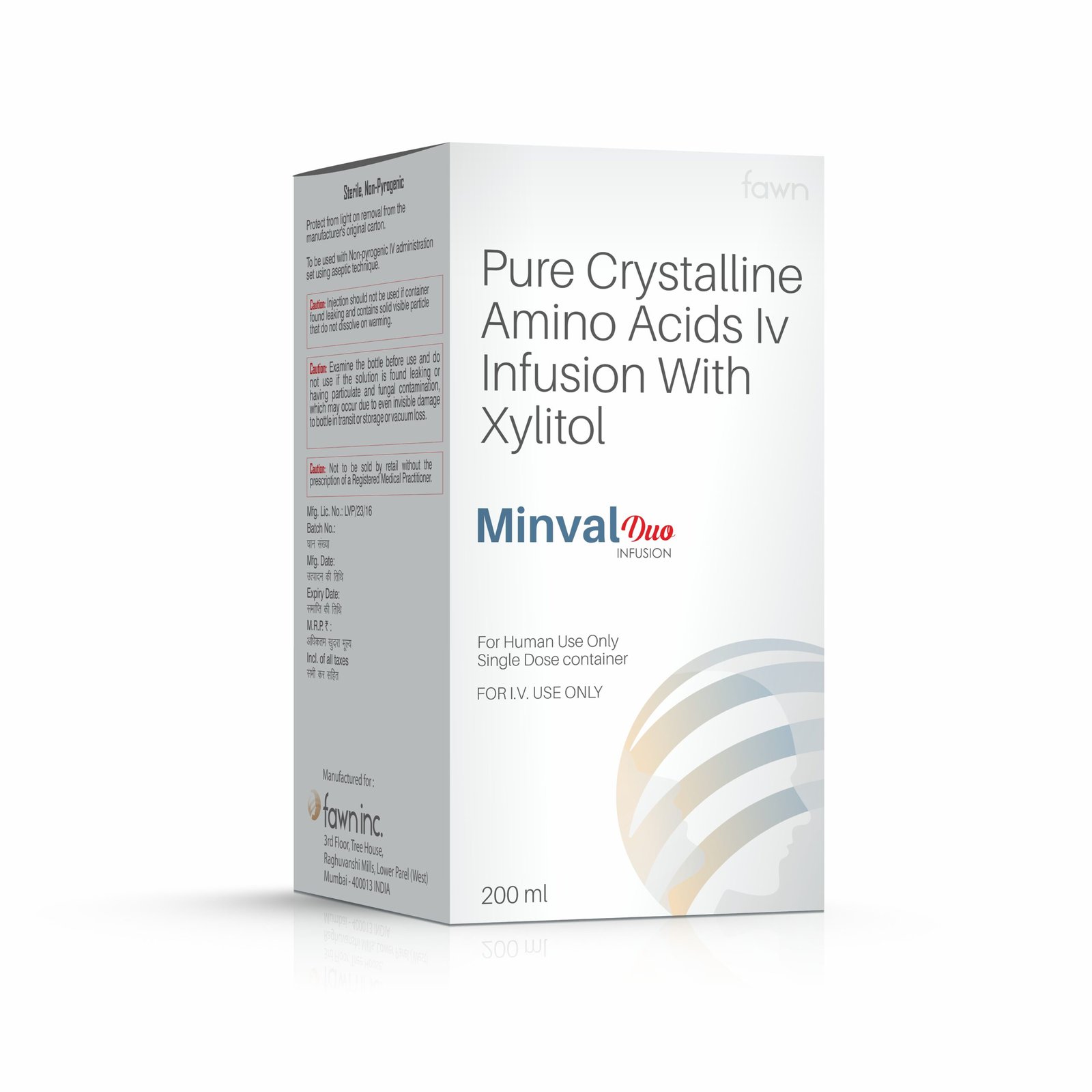 Pure Crystalline Amino Acids with Xylitol IV Infusion - MINVAL DUO - Fawn Incor