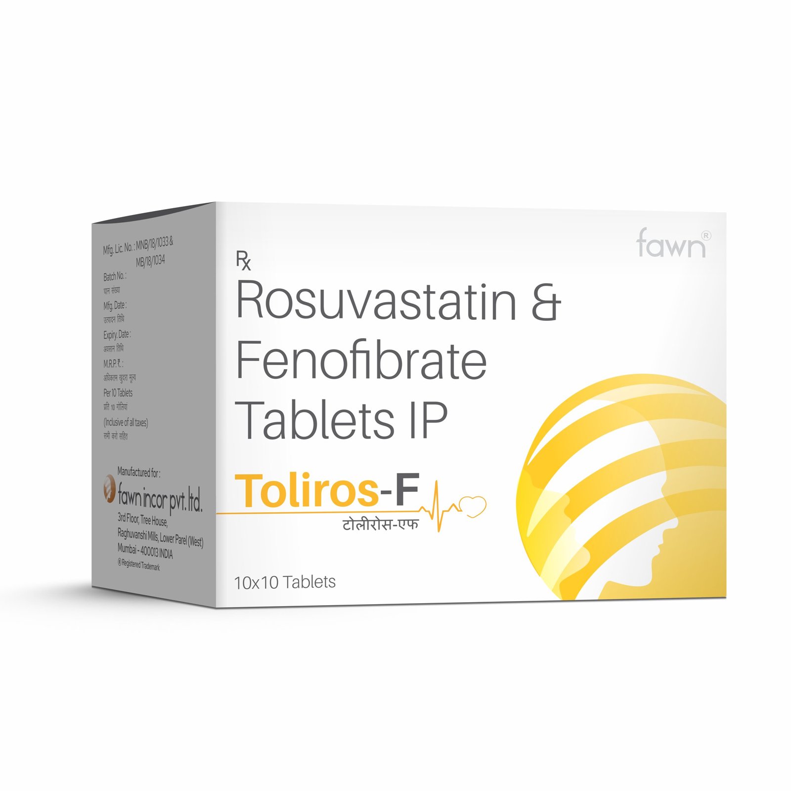 Rosuvastatin & Fenofibrate Tablets IP - TOLIROS F - Fawn Incor