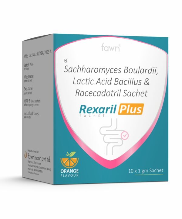 Saccharomyces Boulardii Lactic Acid Bacillus & Racecadotril Sachet - REXARIL PLUS - Fawn Incor
