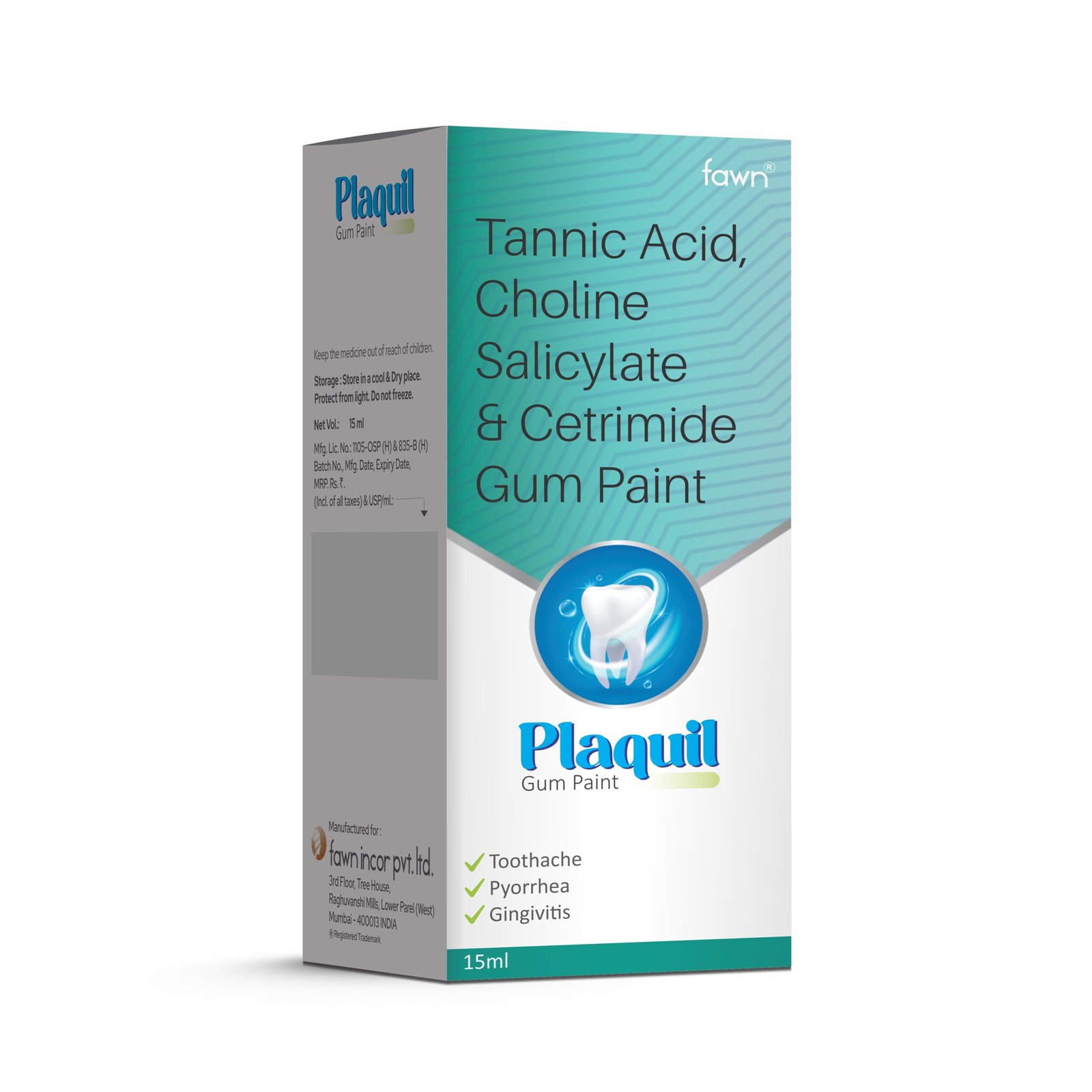 Tannic Acid Choline Salicylate & Cetrimide Gum Paint - PLAQUIL Gum Paint - Fawn Incor