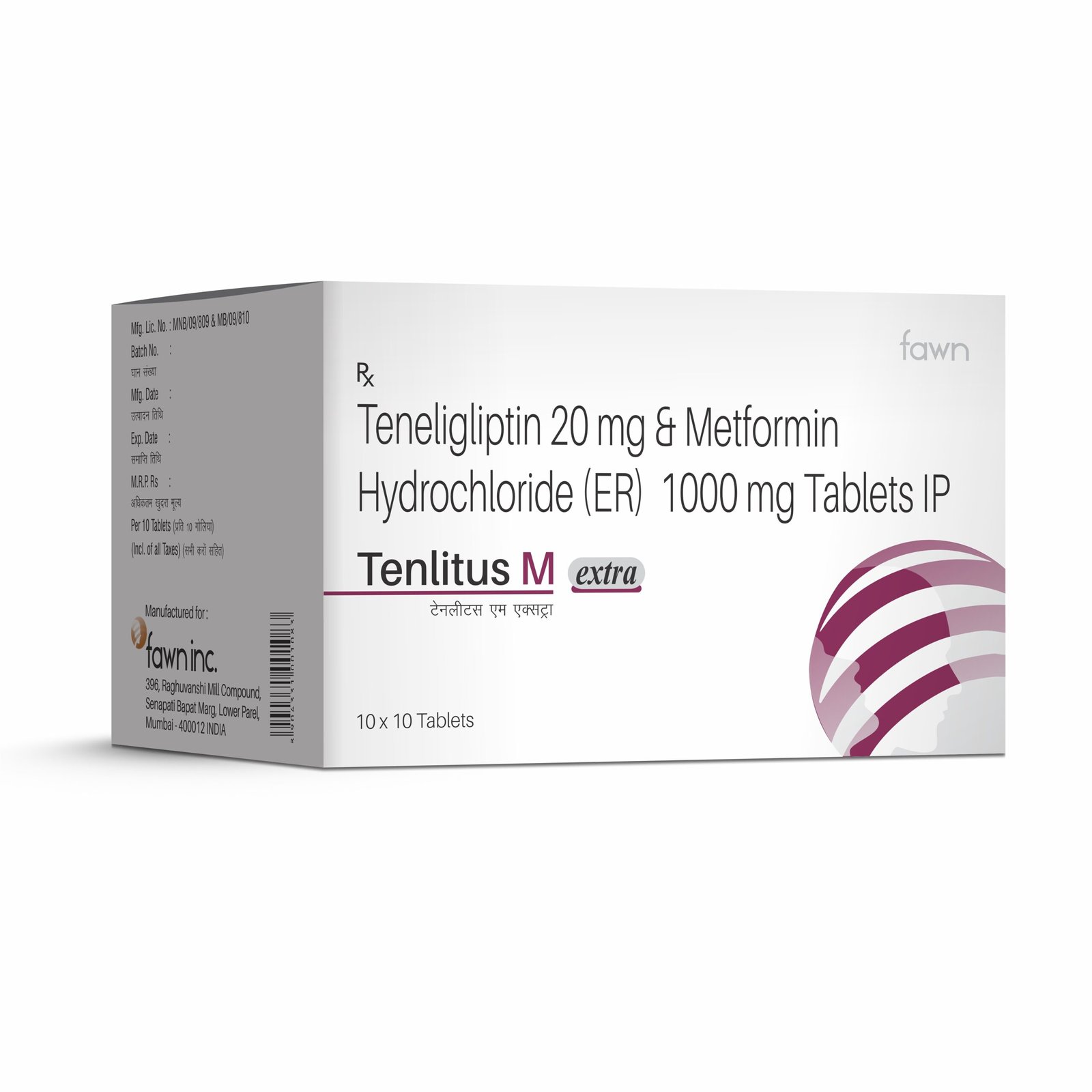 Teneligliptin & Metformin Hydrochloride Extended Release Tablets IP - TENLITUS M EXTRA - Fawn Incor