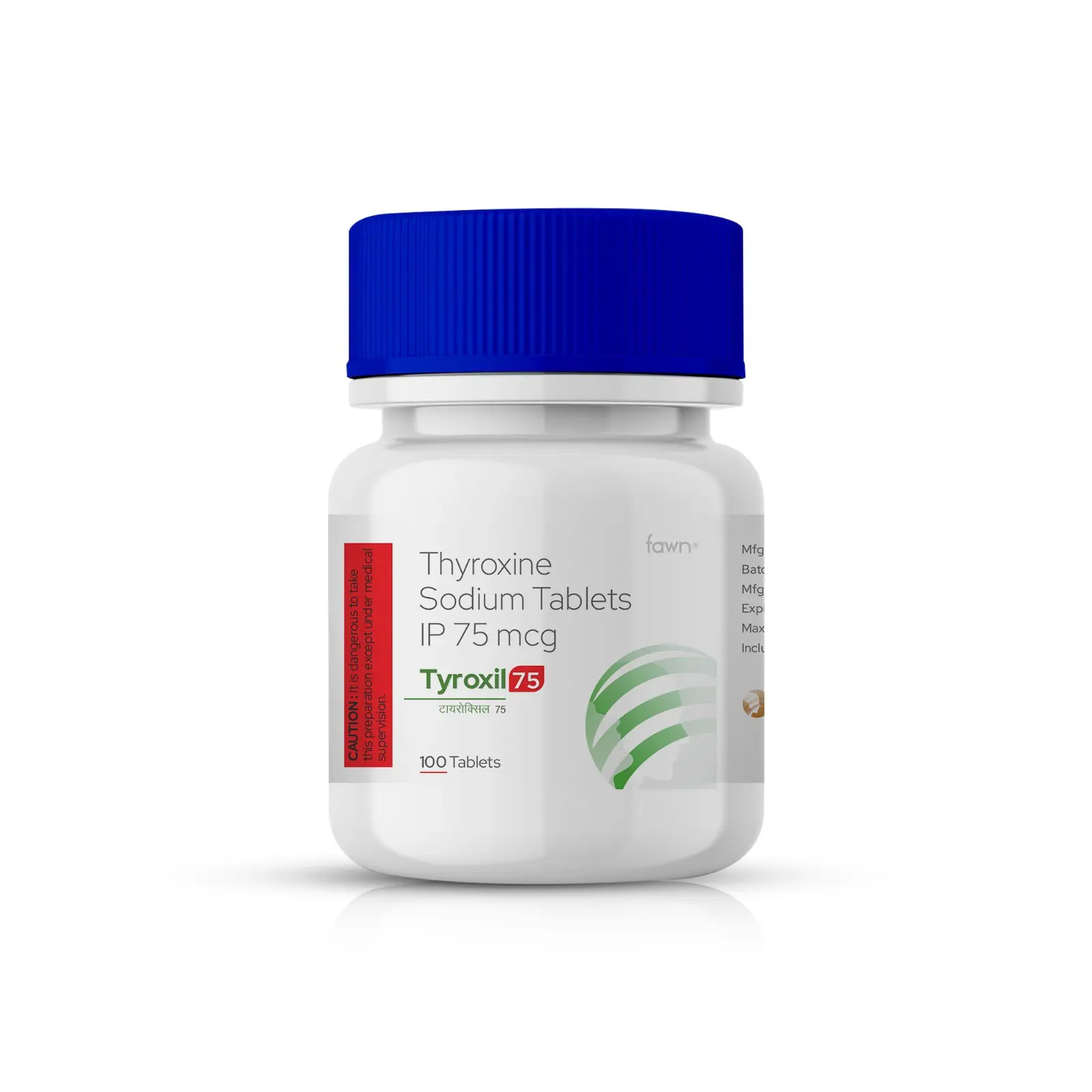 Thyroxine Sodium Tablets IP 75 MCG - TYROXIL 75 - Fawn Incor