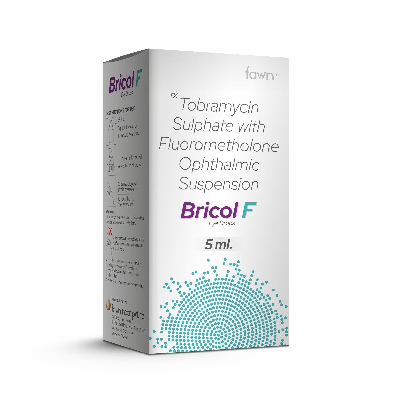 Tobramycin Sulphate with Fluorometholone Ophthalmic Suspension - BRICOL F Eye Drop - Fawn Incor