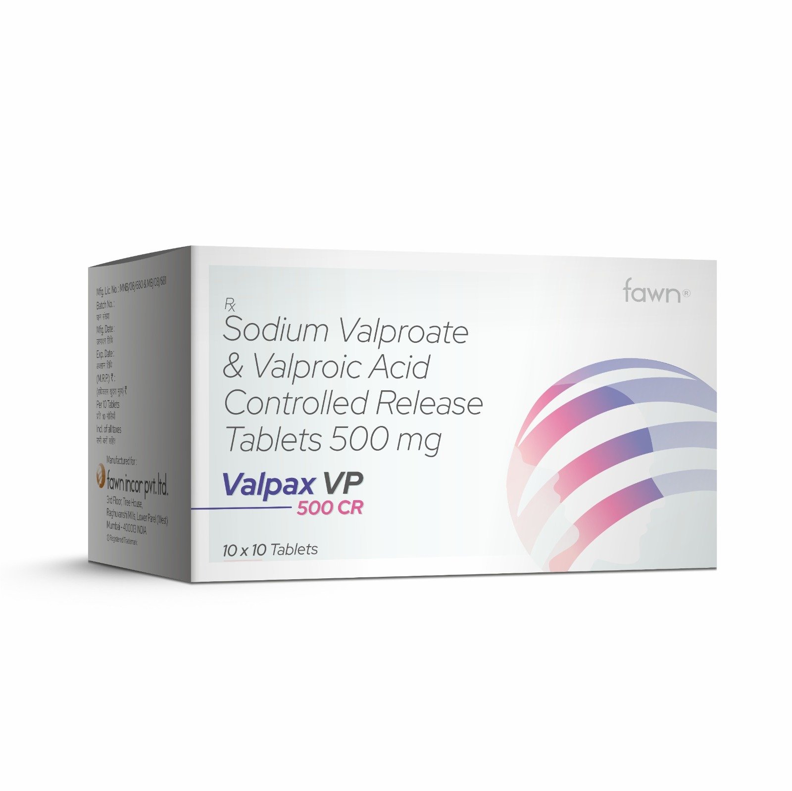 Sodium Valproate & Valproic Acid Controlled Release Tablets 500 Mg - VALPAX VP 500 CR Tablets - Fawn Incor