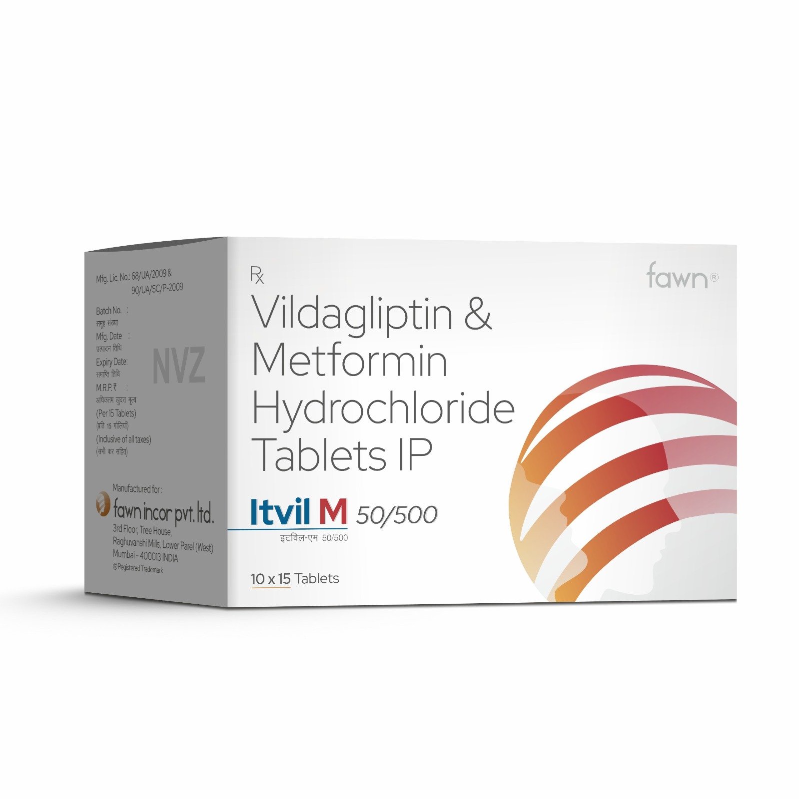 Vildagliptin & Metformin Hydrochloride Tablets - ITVIL M 50-500 - Fawn Incor