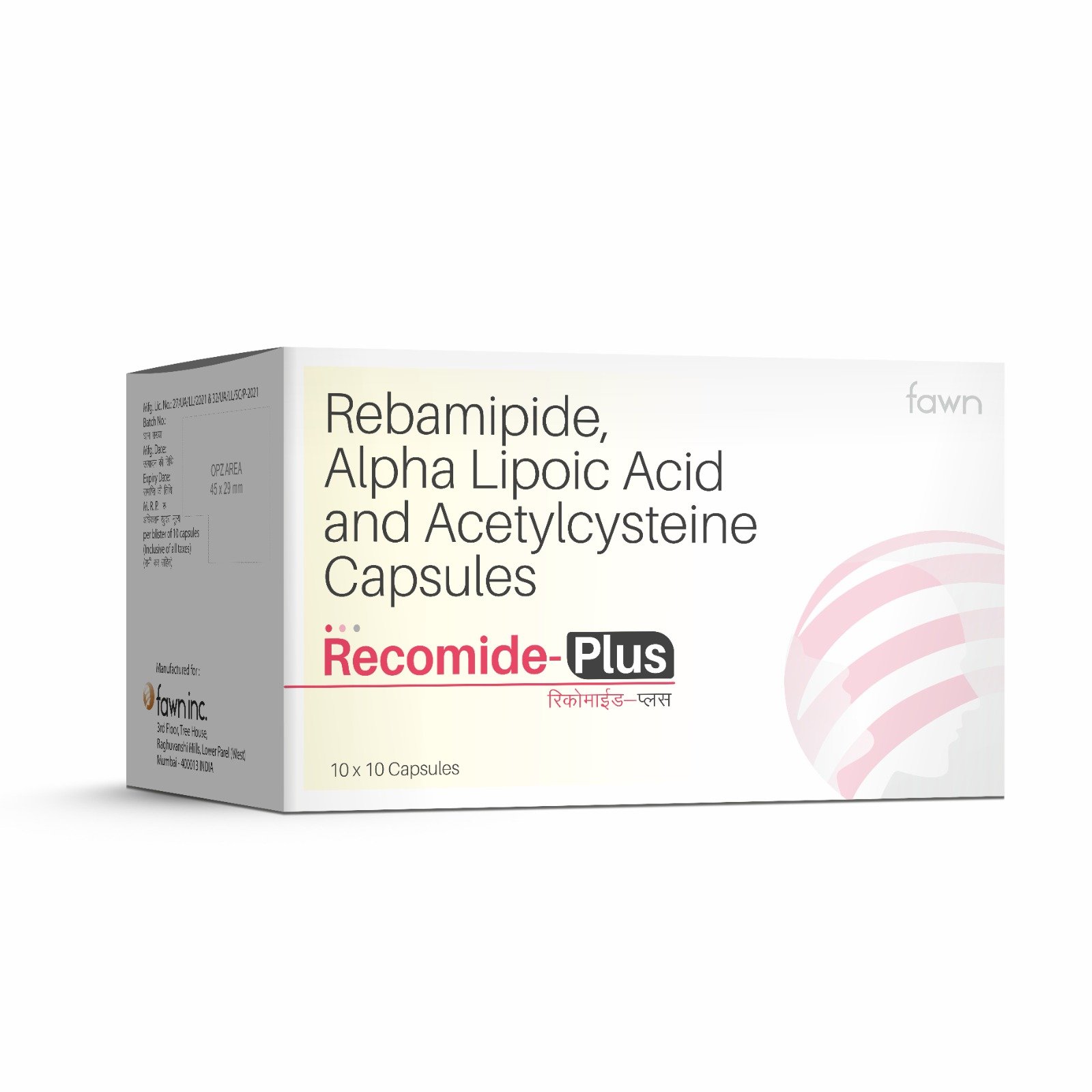 Rebamipide 100mg + Alpha Lipoic Acid 100mg + Acetylcysteine 100mg Capsules - RECOMIDE PLUS Capsules