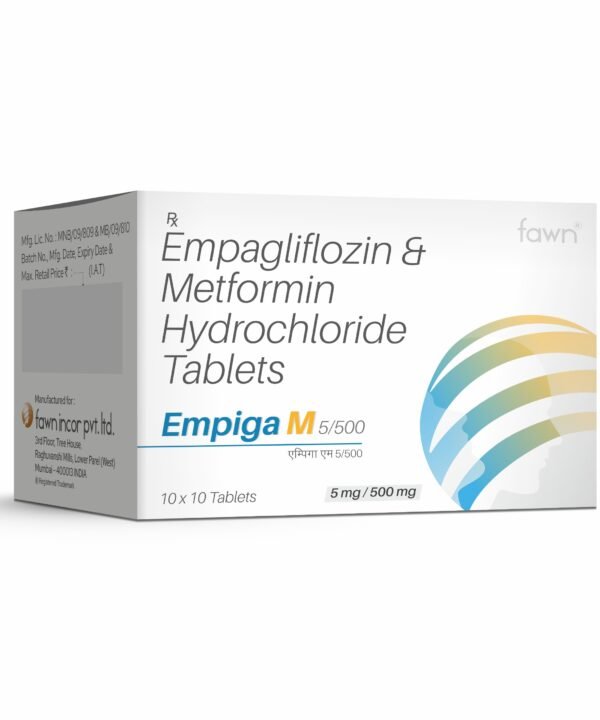 Empagliflozin 5 MG + Metformin 500 MG Tablets - EMPIGA M 5500 Tablets - Fawn Incor