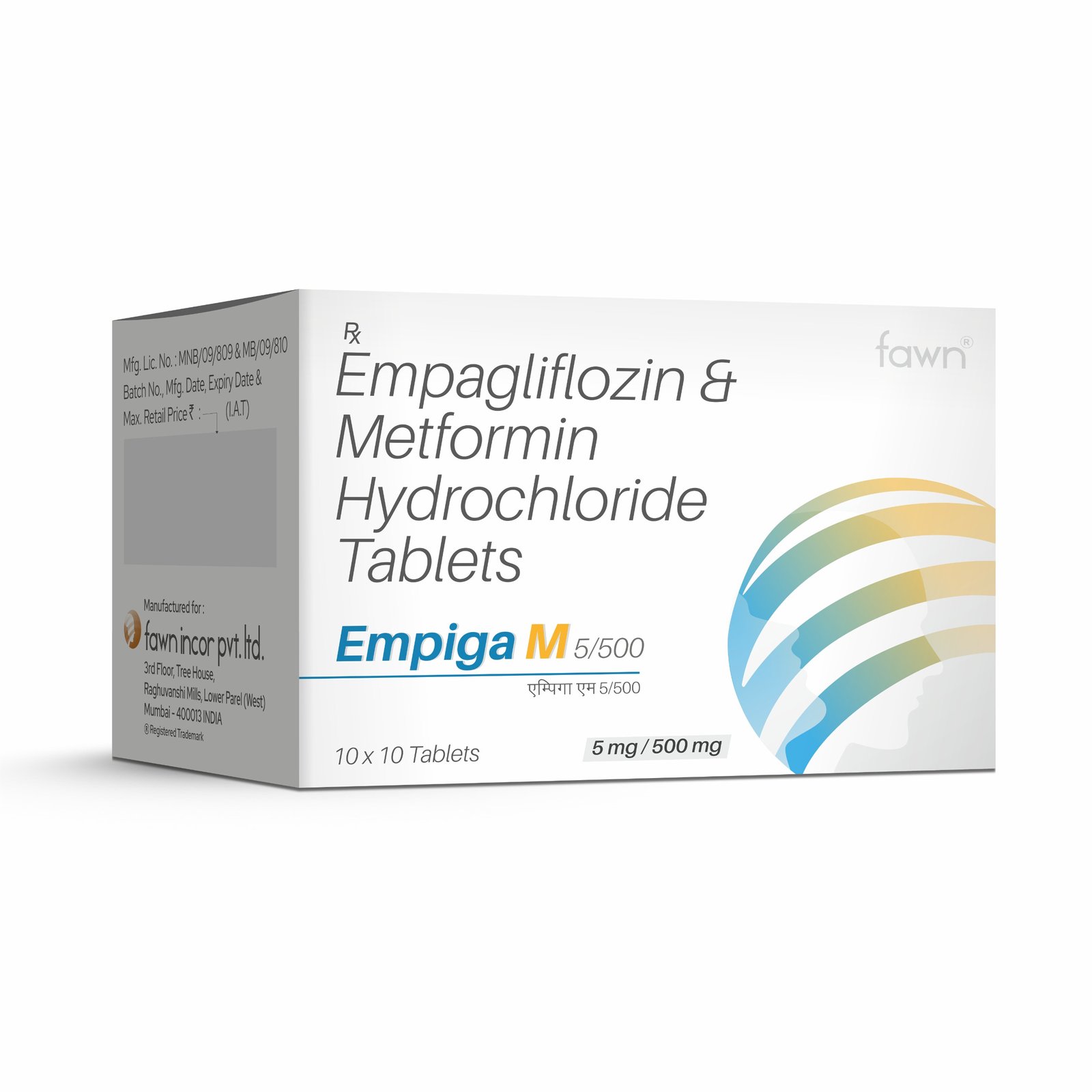 Empagliflozin 5 MG + Metformin 500 MG Tablets - EMPIGA M 5500 Tablets - Fawn Incor