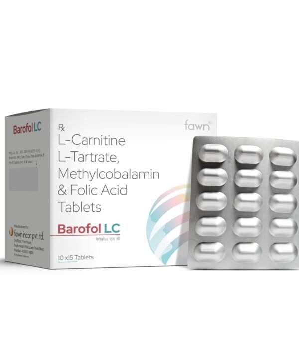 L-CARNITINE L-TARTRATE + METHYLCOBALAMIN + FOLIC ACID Tablets – BAROFOL LC Tablets - Fawn Incor