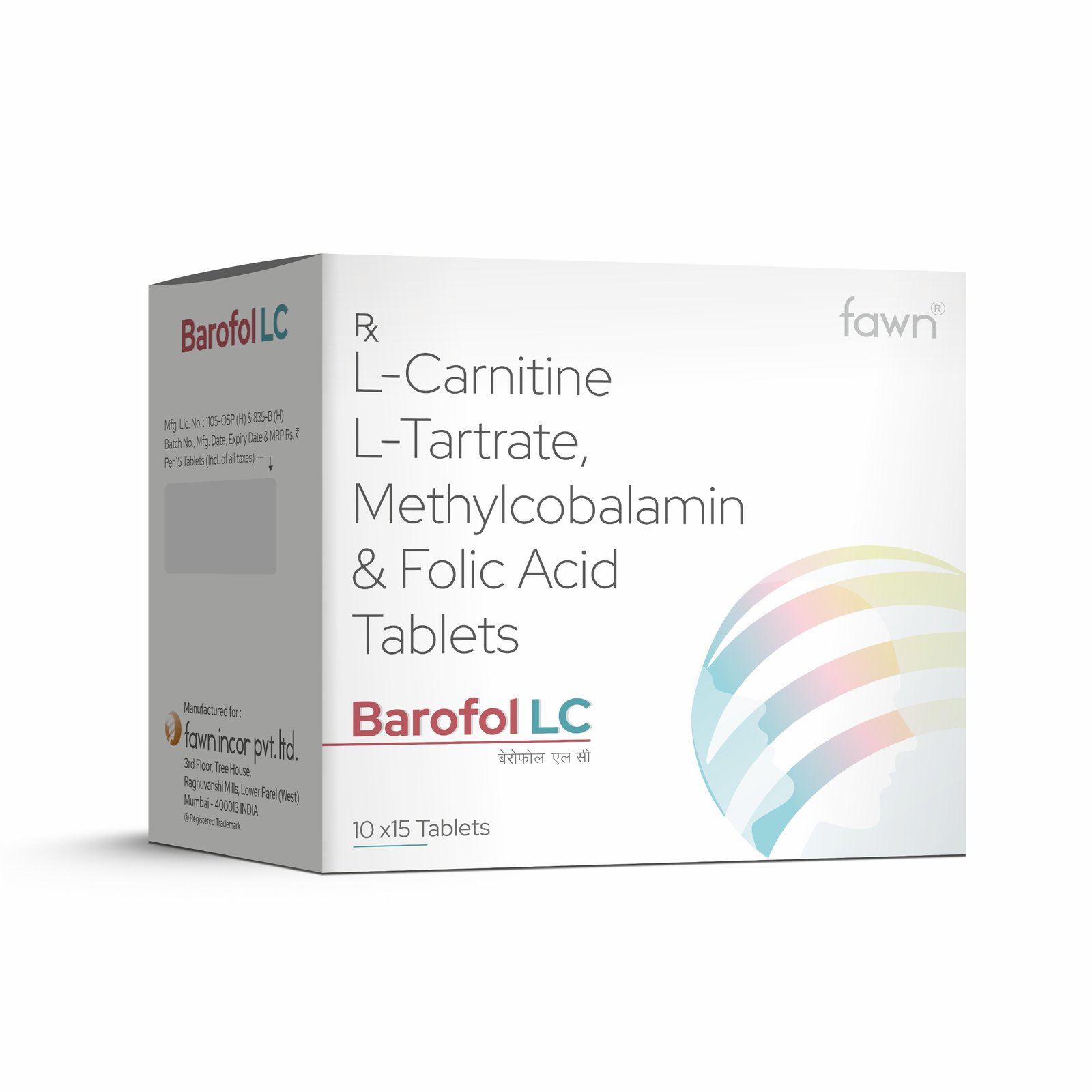 L-CARNITINE L-TARTRATE + METHYLCOBALAMIN + FOLIC ACID Tablets – BAROFOL LC Tablets - Fawn Incor